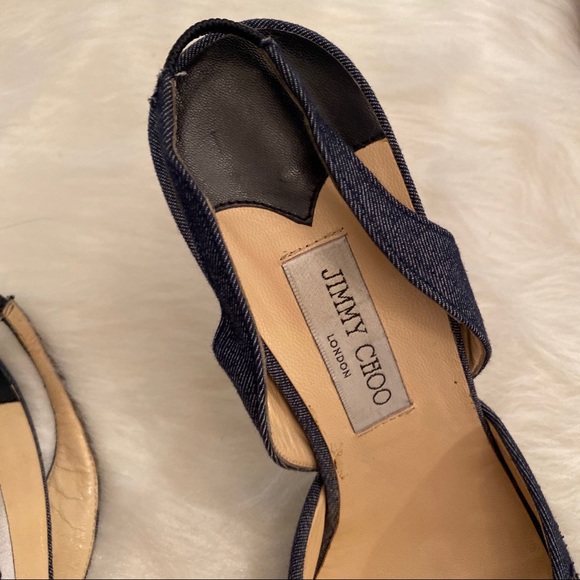 Jimmy Choo Denim Sling Back Heels 40 8